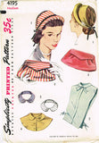 1950s Original Vintage Simplicity Pattern 4195 Uncut Misses Hat and Purse MED