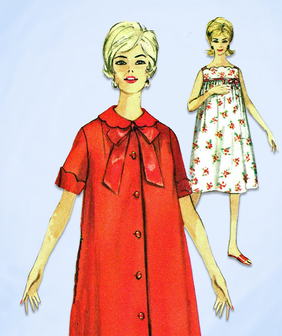 1960s Vintage Simplicity Sewing Pattern 4214 Misses Nightgown & Robe Size 12 32B