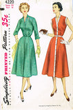 1950s Vintage Simplicity Sewing Pattern 4220 Misses Street Dress Size 14 32B - Vintage4me2