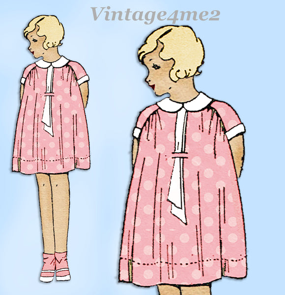 Simplicity 423: 1920s Uncut Little Girls Bloomer Dress Sz 8 Vintage Sewing Pattern
