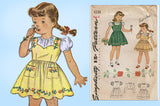 1940s Vintage Simplicity Sewing Pattern 4231 WWII Toddler Girls Jumper Dress Sz6
