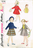 1950s Vintage Simplicity Sewing Pattern 4236 Uncut Toddler Girls Suit Size 3