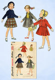 1950s Vintage Simplicity Sewing Pattern 4236 Toddler 3 Piece Girls Suit Size 4