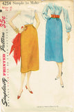 1950s Vintage Simplicity Sewing Pattern 4254 Uncut Misses Day Skirt Sz 26 Waist