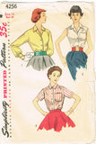 1950s Vintage Simplicity Sewing Pattern 4256 Classic Misses Blouse Set Size 29 B