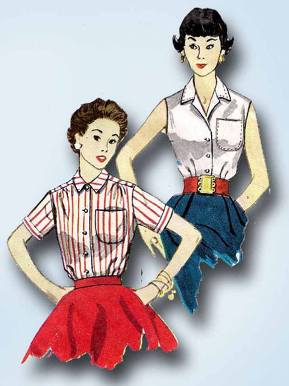 1950s Vintage Simplicity Sewing Pattern 4256 Classic Misses Blouse Set Size 34 B