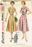 1950s Vintage Simplicity Sewing Pattern 4260 Uncut Misses Street Dress Sz 12