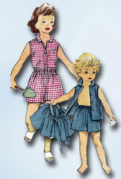 1950s Vintage Simplicity Sewing Pattern 4264 FF Toddler Girls Play Clothes Sz 4
