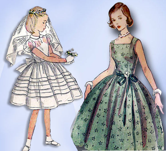 1950s Vintage Simplicity Sewing Pattern 4275 Little Girls Confirmation Dress 14