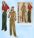 Simplicity 4279: 1940s Uncut Misses WWII Slacks Size 30 B Vintage Sewing Pattern