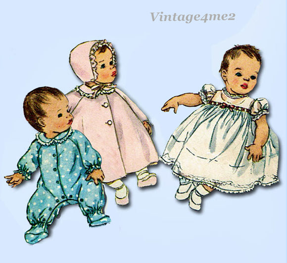 1960s Original Vintage Simplicity Sewing Pattern 4287 Sweet Infants Layette Set