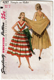 1950s Vintage Simplicity Sewing Pattern 4287 Misses Sun Dress & Shawl Size 12