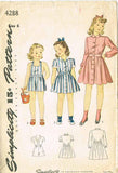 1940s Vintage Simplicity Sewing Pattern 4288 Toddler Girls Playsuit & Dress Sz 6