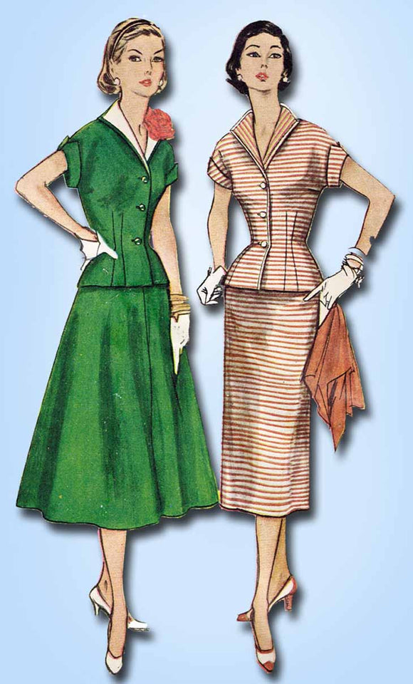 1950s Vintage Simplicity Sewing Pattern 4299 Uncut Misses Peplum Suit Size 14