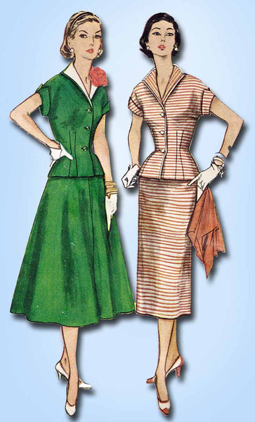 1950s Vintage Simplicity Sewing Pattern 4299 Uncut Misses Peplum Suit Size 14