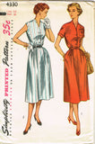 1950s Vintage Simplicity Sewing Pattern 4330 Uncut Misses Day Dress Size 14 32B