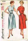 1950s Vintage Simplicity Sewing Pattern 4330 FF Misses Day Dress Size 16 34B