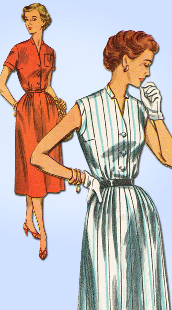 1950s Vintage Simplicity Sewing Pattern 4330 FF Misses Day Dress Size 16 34B