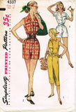 1950s Vintage Simplicity Sewing Pattern 4337 Uncut Misses 1 Pc Coveralls Size 12