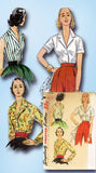 1950s Vintage Simplicity Sewing Pattern 4352 FF Misses Sleeveless Blouse Size 16