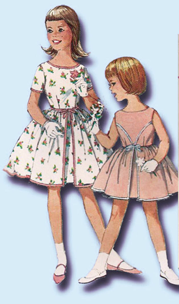 1960s Vintage Simplicity Sewing Pattern 4366 Uncut Girls Party Dress Size 8 vintage4me2