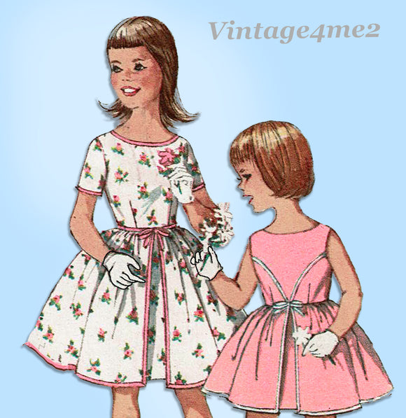 1960s Vintage Simplicity Sewing Pattern 4366 Girls Party Dress Size 6