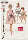 1960s Vintage Simplicity Sewing Pattern 4366 Girls Party Dress Size 6