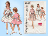 1960s Vintage Simplicity Sewing Pattern 4366 Girls Party Dress Size 6