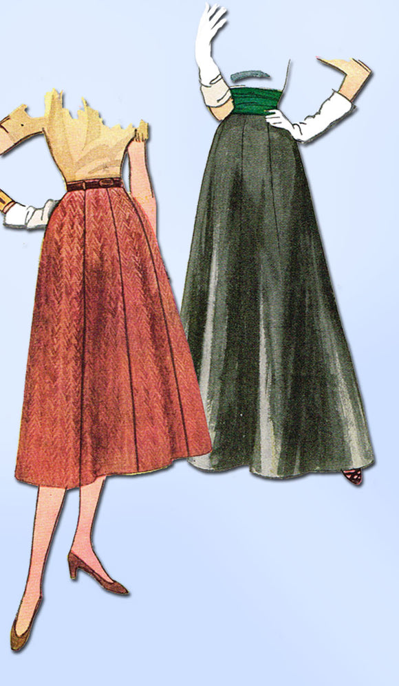 1950s Vintage Simplicity Sewing Pattern 4374 Uncut Simple Misses Skirt Sz 24 W