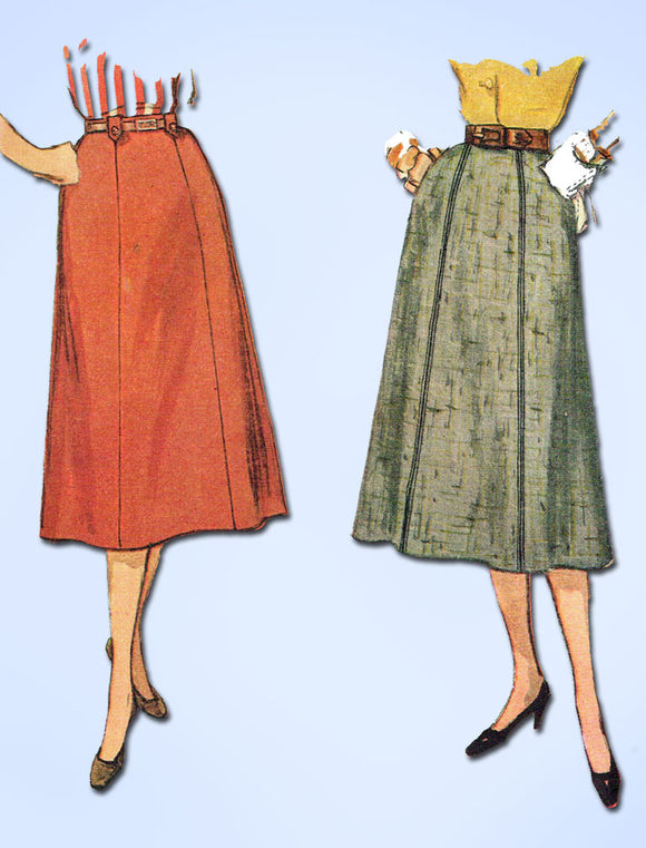 1950s Vintage Simplicity Sewing Pattern 4375 FF Simple to Make Skirt Size 24 W