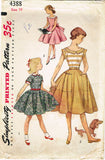 1950s Vintage Simplicity Sewing Pattesrn 4388 Little Girls Dress Pattern Size 10