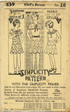 1930s Vintage Simplicity Sewing Pattern 439 Girls Flapper Party Dress Size 10 - Vintage4me2