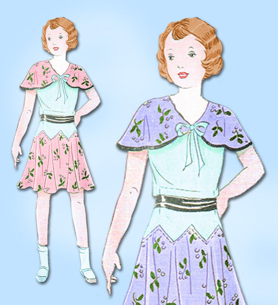1930s Vintage Simplicity Sewing Pattern 439 Girls Flapper Party Dress Size 10 - Vintage4me2