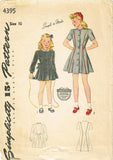 1940s Vintage Simplicity Sewing Pattern 4395 Easy Little Girls Princess Dress 10
