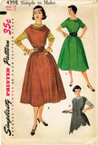 1950s Misses Simplicity Sewing Pattern 4378 Easy Misses Jumper Dress Sz 14 32B