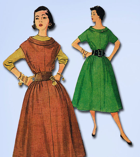 1950s Misses Simplicity Sewing Pattern 4378 Easy Misses Jumper Dress Sz 14 32B