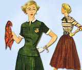 1950s Vintage Simplicity Sewing Pattern 4399 Uncut Misses 2 Piece Dress Sz 30 B