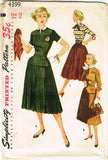 1950s Vintage Simplicity Sewing Pattern 4399 Uncut Misses 2 Piece Dress Sz 30 B