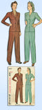 1940s Vintage Simplicity Sewing Pattern 4407 WWII Rosie the Riveter Pants Suit