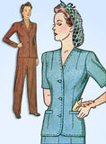 1940s Vintage Simplicity Sewing Pattern 4407 WWII Rosie the Riveter Pants Suit