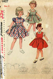 1950s Vintage Simplicity Sewing Pattern 4407 Toddler Girls Jumper Dress Size 6
