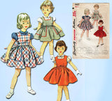 1950s Vintage Simplicity Sewing Pattern 4407 FF Toddler Girls Jumper Dress Sz 3