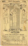 Simplicity 441: 1930s Uncut Toddler Girls Dress Size 6 Vintage Sewing Pattern - Vintage4me2 