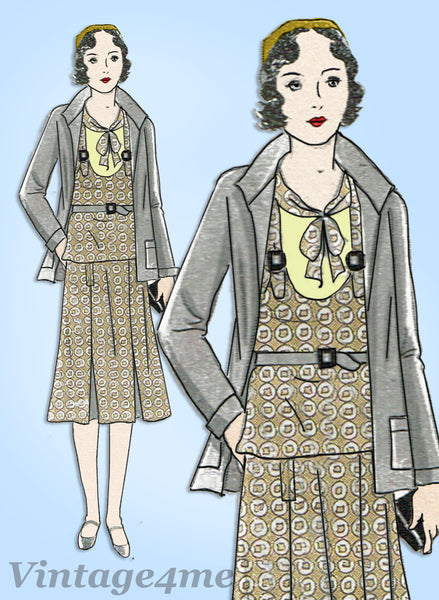 Simplicity 441: 1930s Uncut Girls Ensemble Dress Size 10 Vintage Sewing Pattern