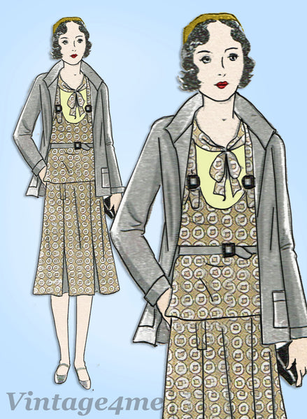 Simplicity 442: 1930s Uncut Girls Ensemble Jacket Size 8 Vintage Sewing Pattern