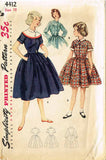 1950s Vintage Simplicity Sewing Pattern 4412 Little Girls Shirtwaist Dress Sz 10