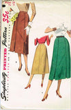 1950s Vintage Simplicity Sewing Pattern 4414 Flattering Uncut Misses Skirt