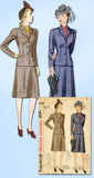 1940s Vintage Simplicity Sewing Pattern 4416 Misses WWII Tailored Suit Sz 34 B