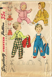1950s Vintage Simplicity Sewing Pattern 4417 Toddlers Bunny Overalls Size 6 months