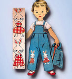 1950s Vintage Simplicity Sewing Pattern 4417 Toddlers Bunny Overalls Size 6 months